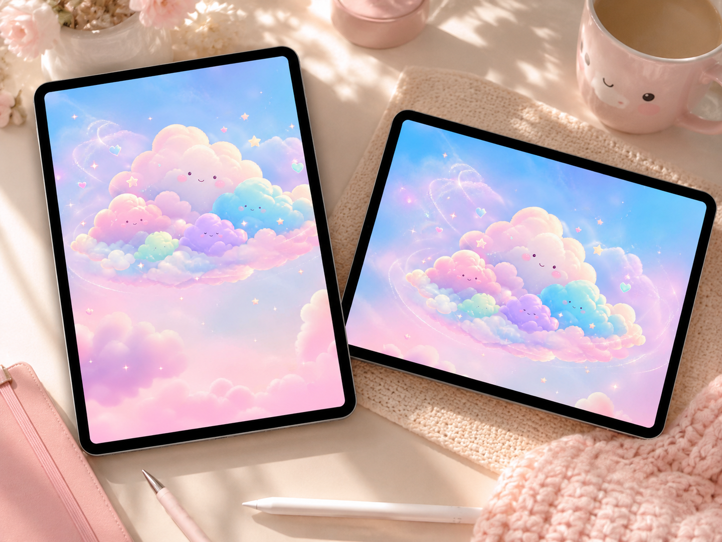 Dreamy Pastel Cloud Wallpaper — iPad & Tablet Digital Download