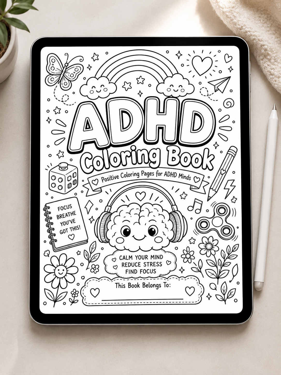 ADHD Coloring Book Printable – Instant Download PDF for Focus, Calm & Anxiety Relief