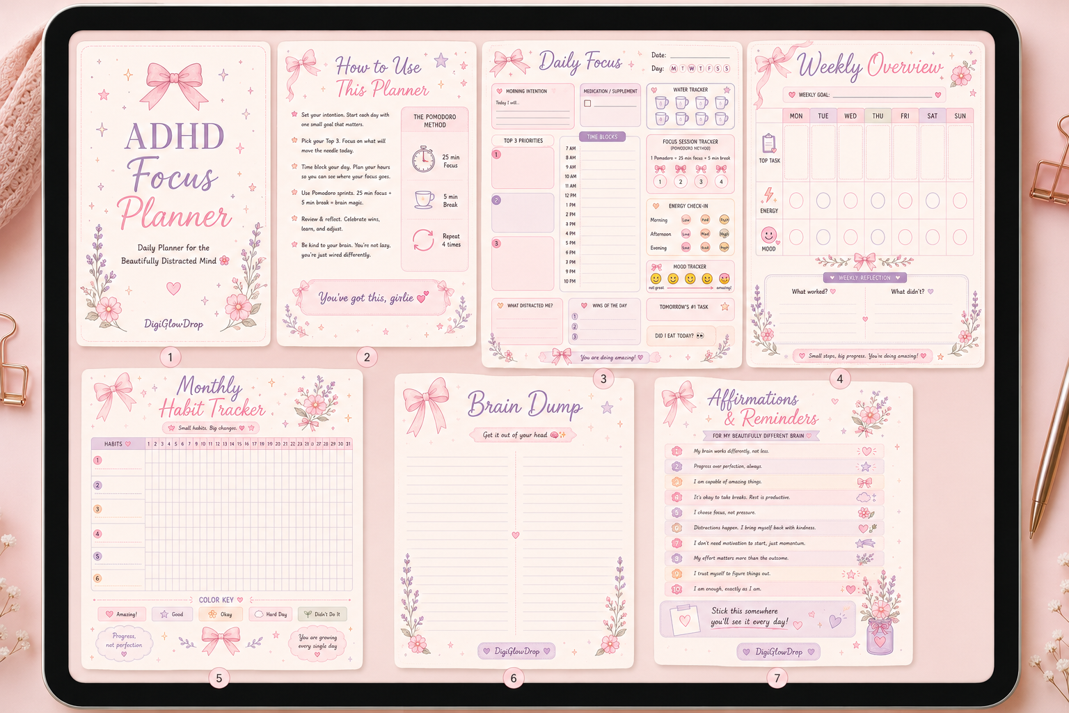 Focus & Flow ADHD Planner | Printable Daily Planner | Instant Download PDF