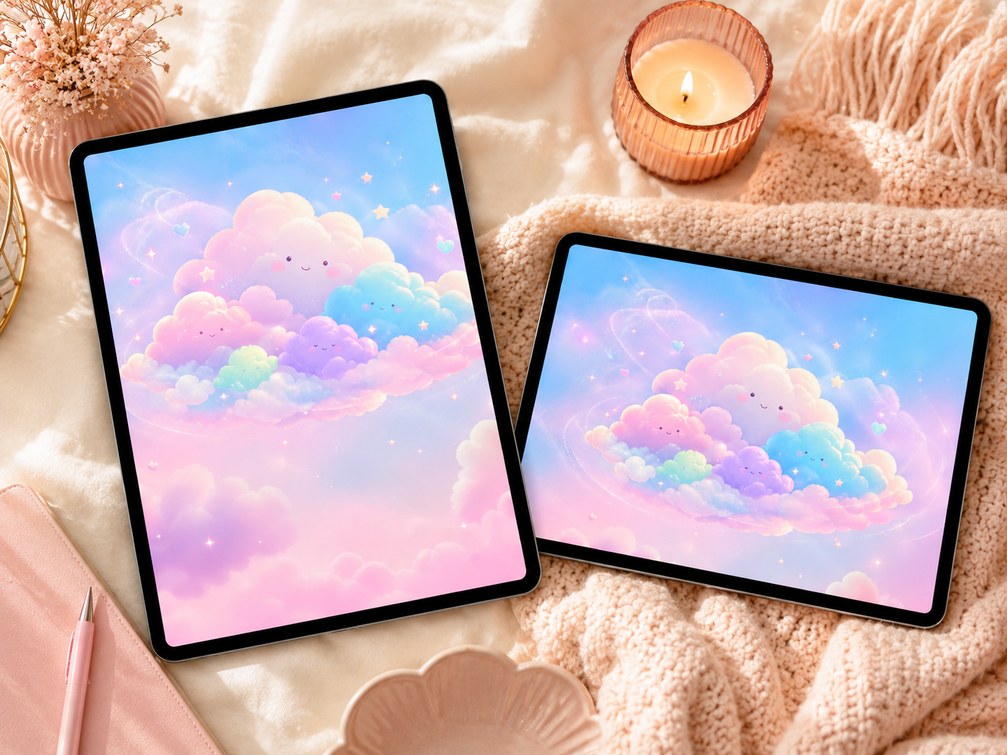 Dreamy Pastel Cloud Wallpaper — iPad & Tablet Digital Download