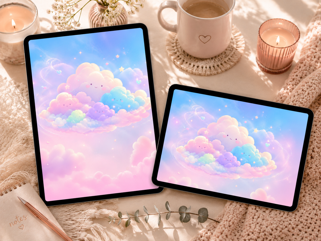 Dreamy Pastel Cloud Wallpaper — iPad & Tablet Digital Download