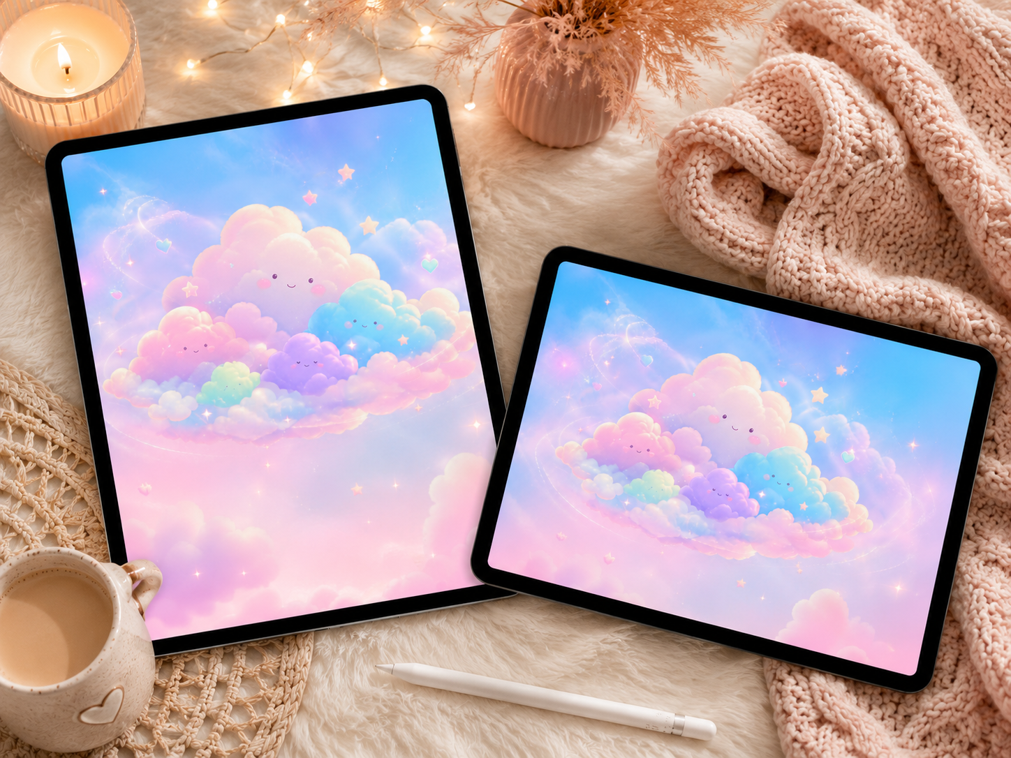Dreamy Pastel Cloud Wallpaper — iPad & Tablet Digital Download
