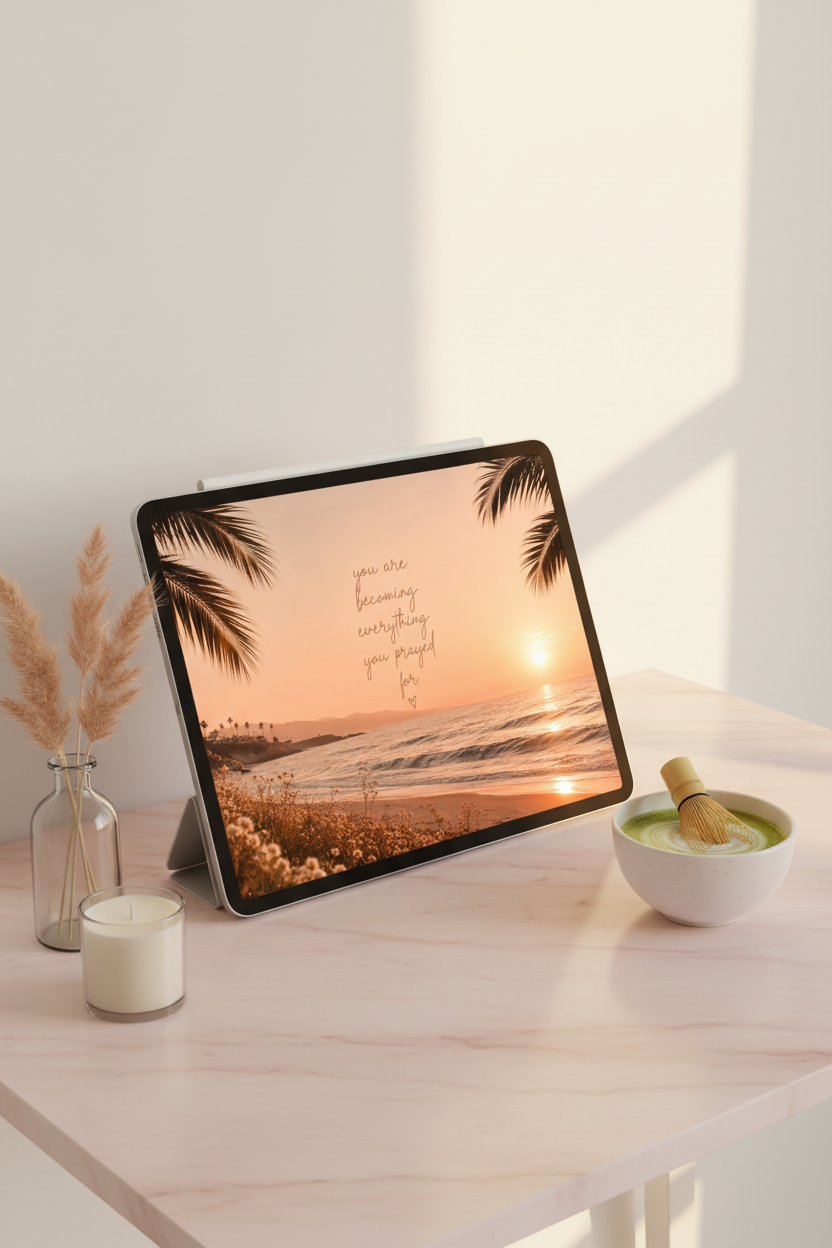 Motivational Sunset iPad Wallpaper | Soft Girl Aesthetic Digital Download