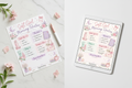 Printed and digital tablet mockup of Soft Girl Morning Routine Checklist, pastel aesthetic printable PDF by DigiGlowDrop