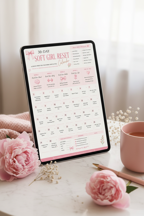 Soft Girl Reset Calendar Tablet Mockup
